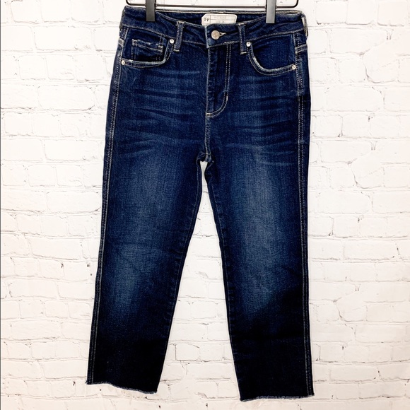 Free People Clean Girlfriend High Rise Cropped Jeans Dark Wash Size 24 - Picture 2 of 8